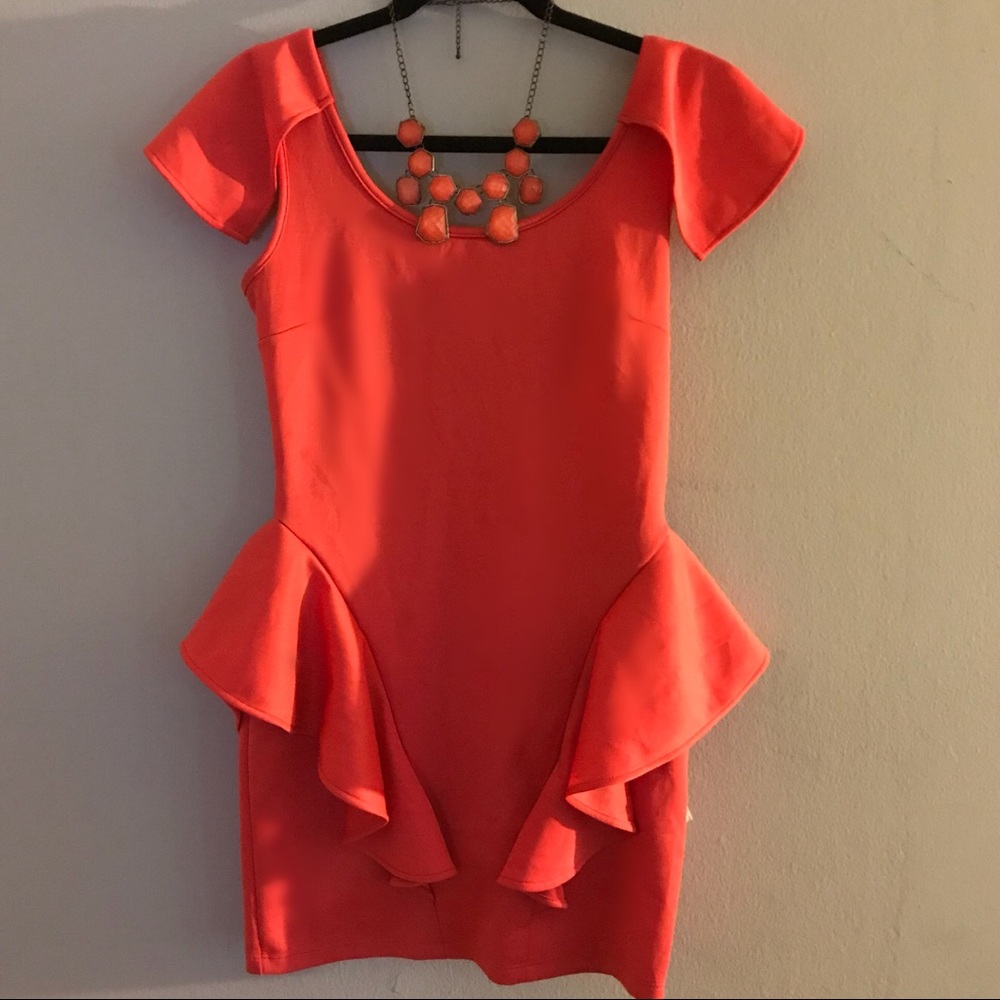 Hot coral mini dress